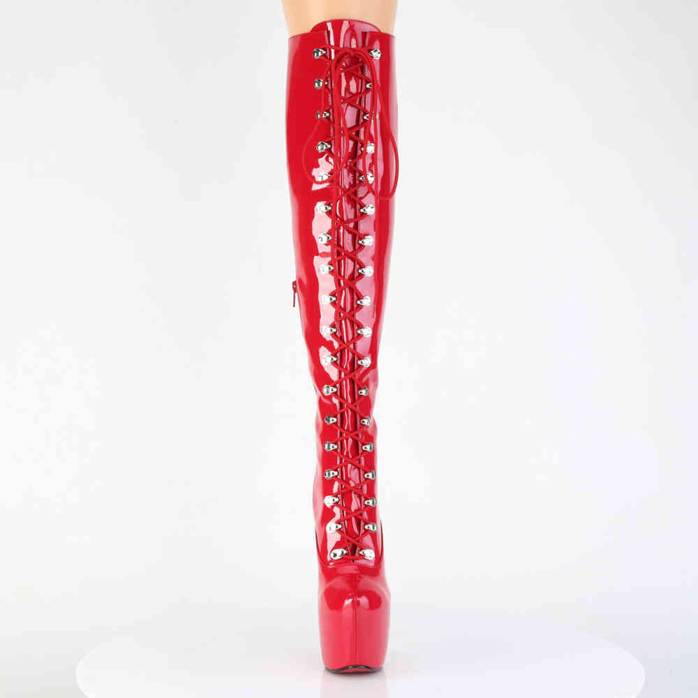 Pleaser - JUBILANT-3012 Plattform Overknee Stiefel - Rot